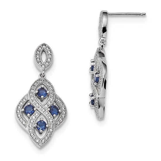 Sterling Silver & Zirconia Dangle Earrings (32 mm) Sterling Silver & Zirconia Dangle Earrings (32 mm)
